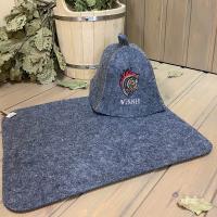 Подарочный набор для бани из войлока WINNER. 2 предмета - шапка, коврик в Новосибирске