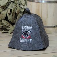 Шапка для бани и сауны мужская Крутой мужик от фабрики RUШER