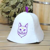 Шапка для бани и сауны женская Лунная кошка от фабрики RUШER