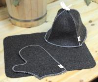 Комплект для бани из войлока Классика. 3 предмета - шапка, коврик, рукавица в Новосибирске