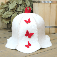 Шапка для бани и сауны женская 'Бабочки', полушерсть