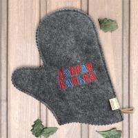 Рукавица "Добрая банька", полушерсть (серый) в Новосибирске