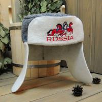 Шапка для бани и сауны мужская RUSSIA Тройка от фабрики RUШER