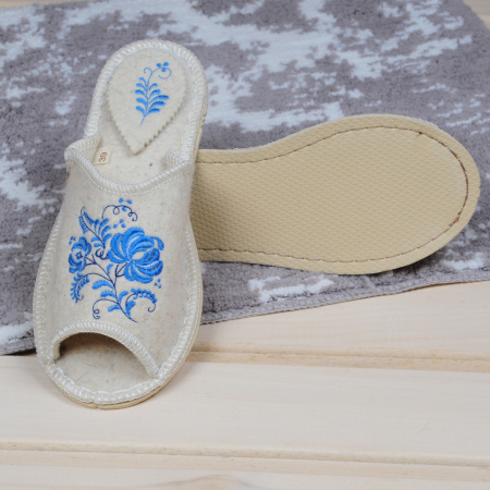 Тапочки войлочные женские БУРУНДУК открытые ГЖЕЛЬ в 