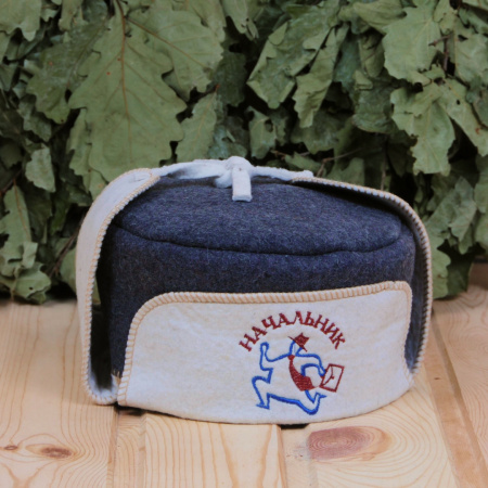 Шапка для бани и сауны мужская Ушанка Начальник от фабрики RUШER