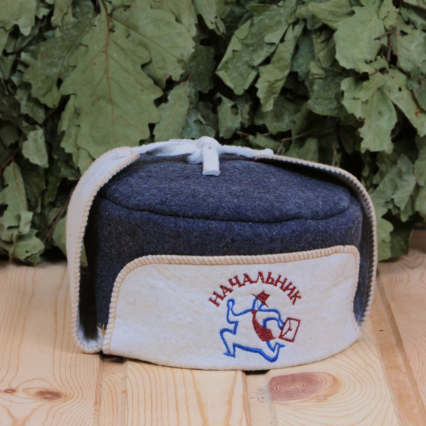 Шапка для бани и сауны мужская Ушанка Начальник от фабрики RUШER