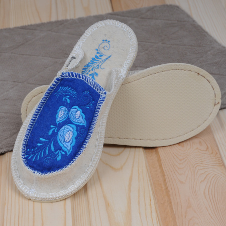 Тапочки войлочные женские БУРУНДУК закрытые Гжель в 