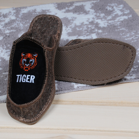 Тапочки войлочные мужские БУРУНДУК закрытые TIGER в 