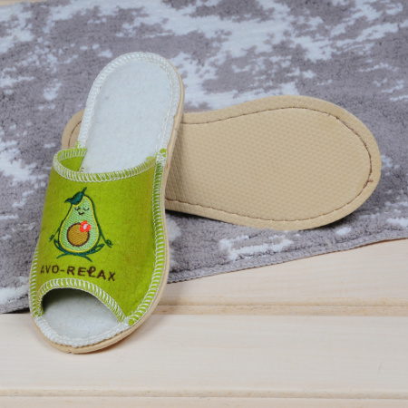 Тапочки войлочные женские БУРУНДУК открытые Авокадо в 