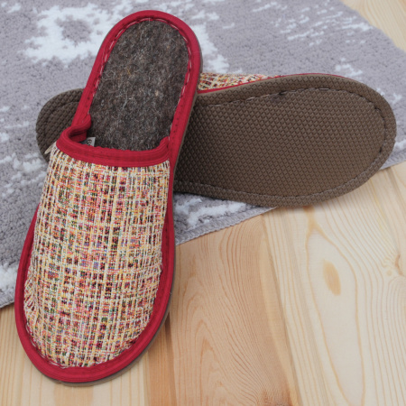 Тапочки войлочные женские БУРУНДУК закрытые Гобелен Кантри бежевые в 