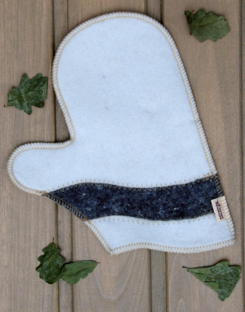 Рукавица для бани войлочная Волна, полушерсть в 