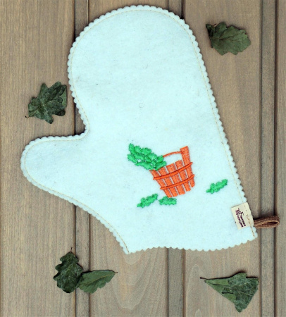 Рукавица для бани войлочная С легким паром, полушерсть в 