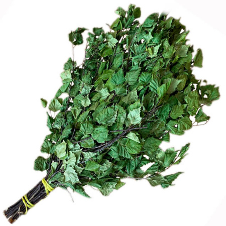 Веник для бани березовый в упаковке от фабрики RUШER