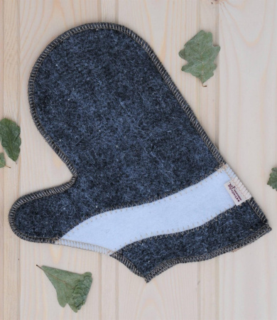 Рукавица для бани войлочная Волна, полушерсть в 